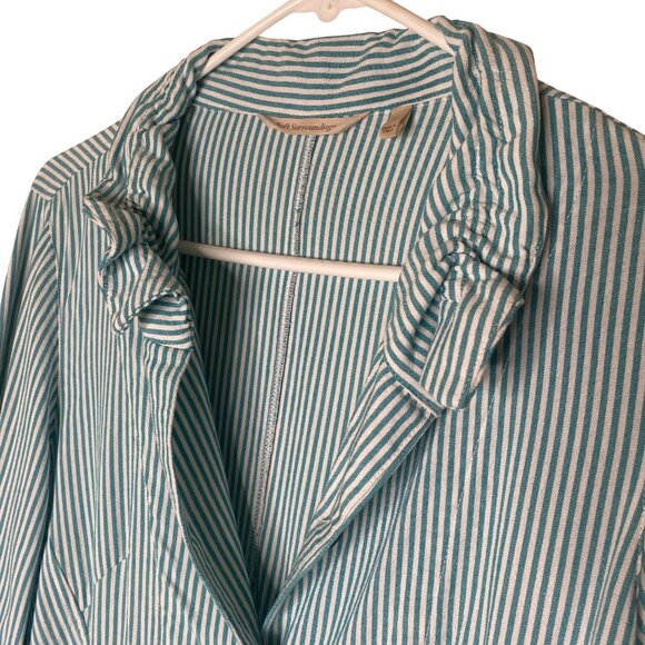 Soft Surroundings Tunic Top Womens Size M Blue Striped Button-Front Asymmetrical - Picture 5 of 11